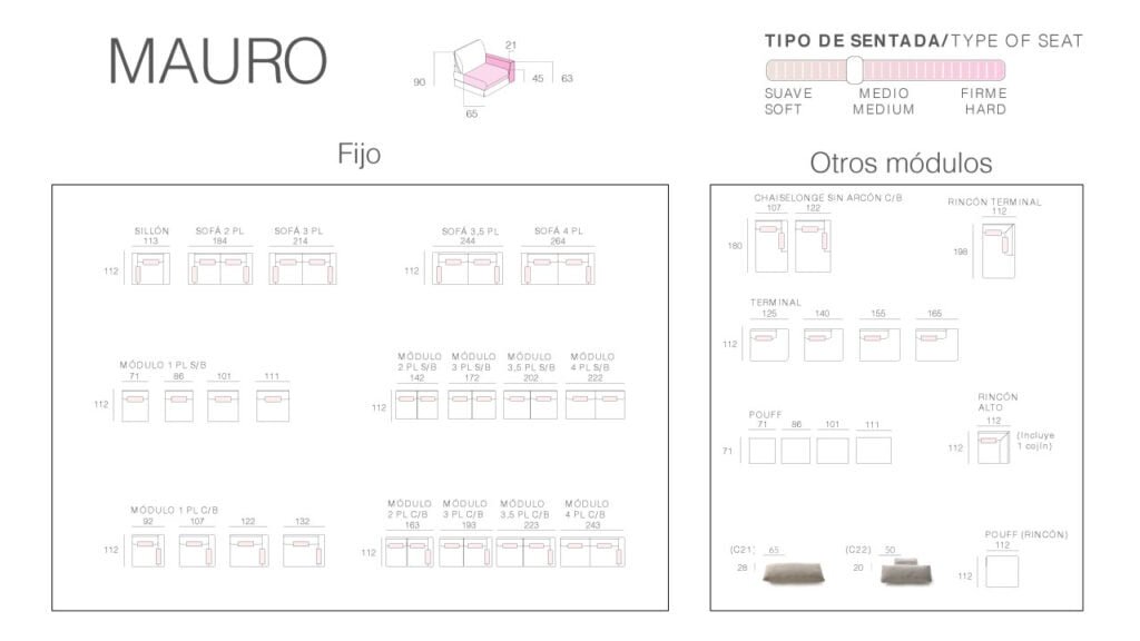 Size Mauro sofa by Bobbio, Masconfort Estepona